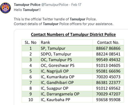 Tamulpur district police contact numbers