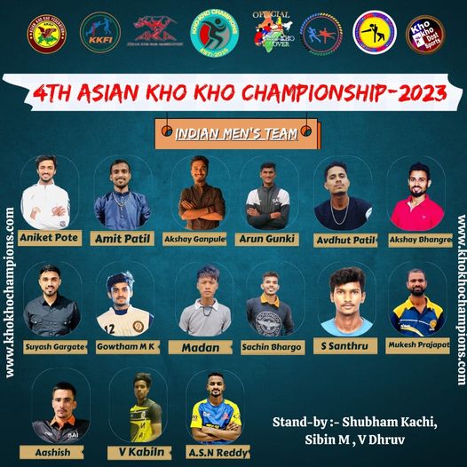 India Men Team for 4th Asian Kho Kho Championship 2023