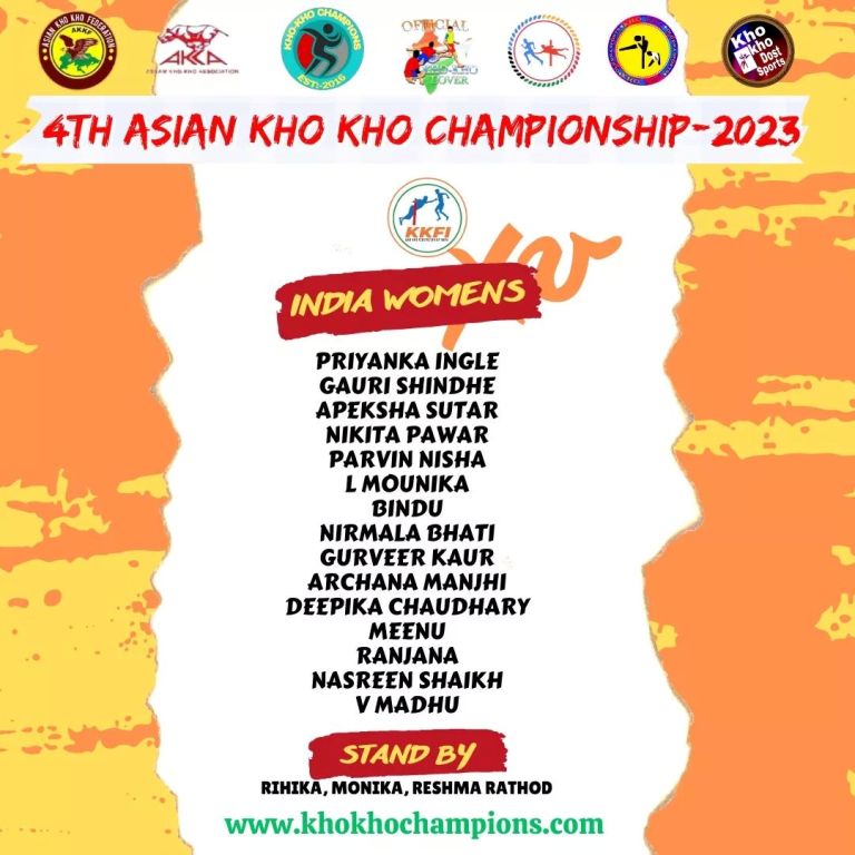 India Womens Team for Asian Kho Kho Championship 2023