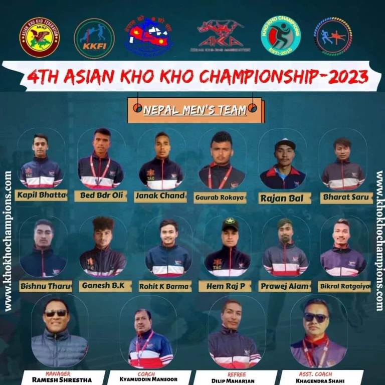 Nepal Mens Team for Asian Kho Kho Championship 2023