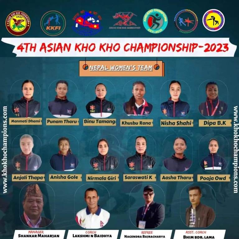 Nepal Womens Team for Asian Kho Kho Championship 2023
