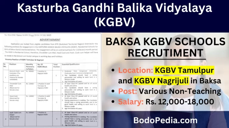 Baksa KGBV Recruitment 2023