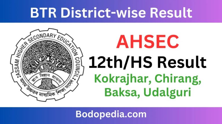 BTR District Wise AHSEC HS Result 2023