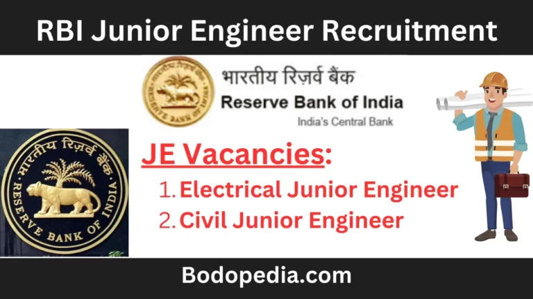 RBI Junior Engineer Recruitment for engineers - civil and electrical junior engineers