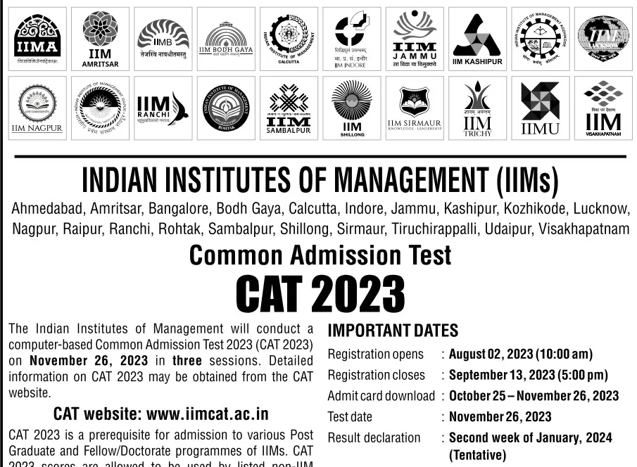 Common Admission Test 2023 Notification
