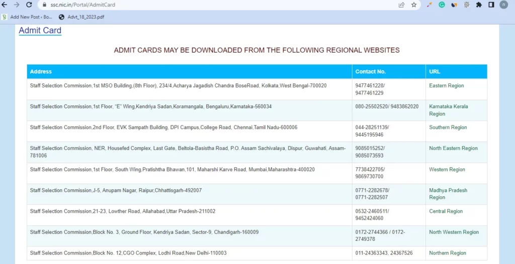 SSC CGL Tier 1 Admit Card 2023 Download
