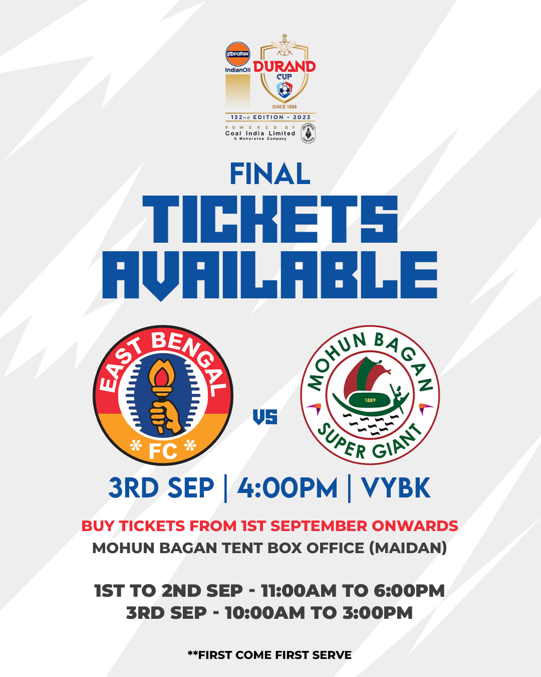 Mohun Bagan vs East Bengal Durand Cup Final Match Tickets