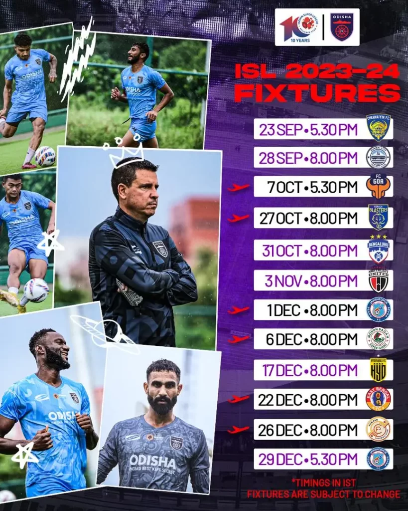 ISL Odisha FC Fixtures