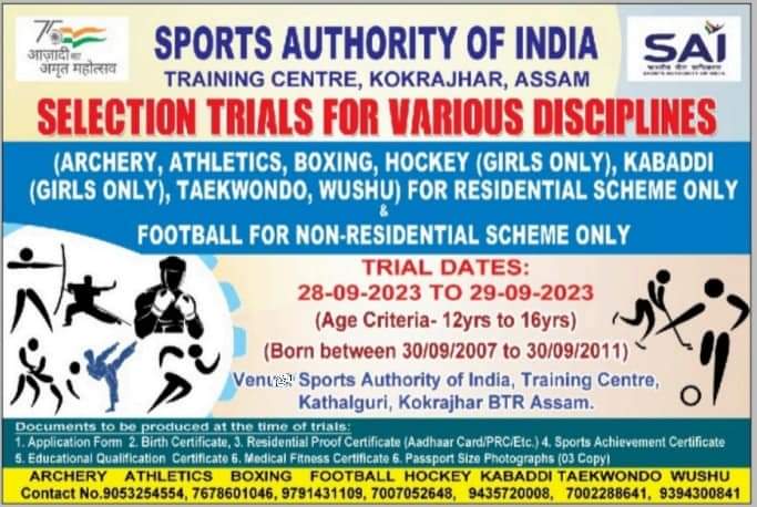 SAI Sports Selection Trials 2023 Notification