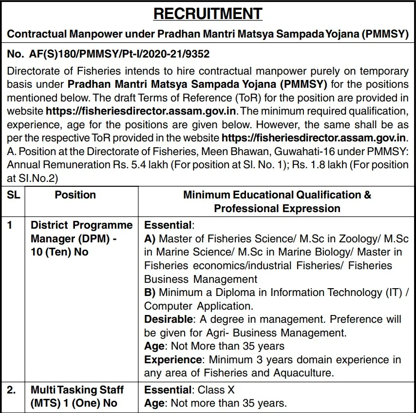 PMMSY Recruitment 2023 Notification