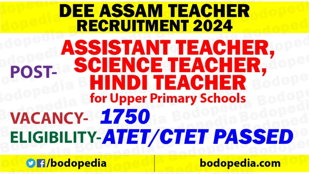 DEE Assam Assistant Teacher Recruitment 2024