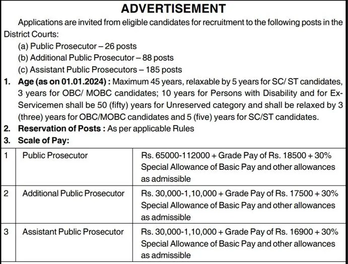Assam Public Prosecutor Recruitment 2024 Notification