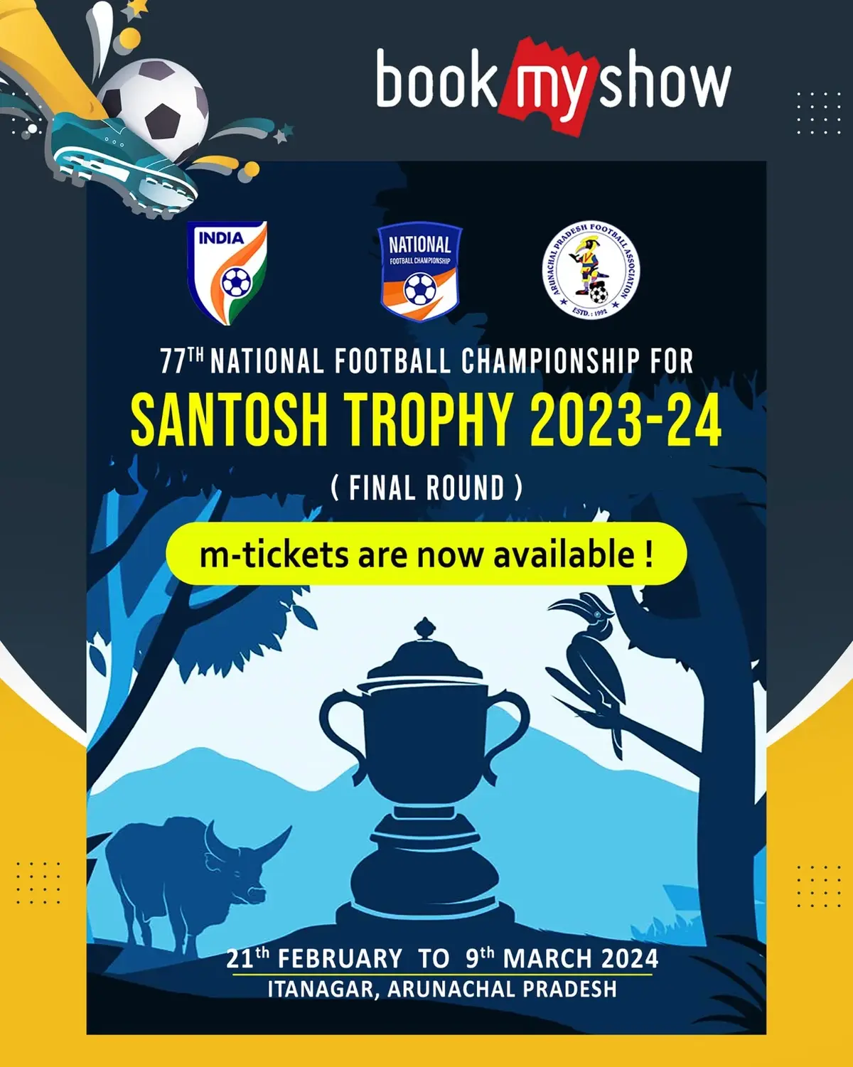 Santosh Trophy tickets available in Bookmyshow
